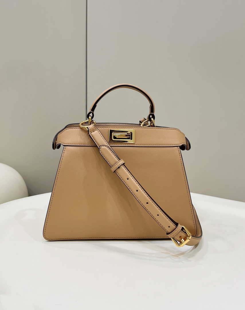 Fendi 8BN327 Peekaboo ISeeU Small Apricot leather bag - Default Title - View 1