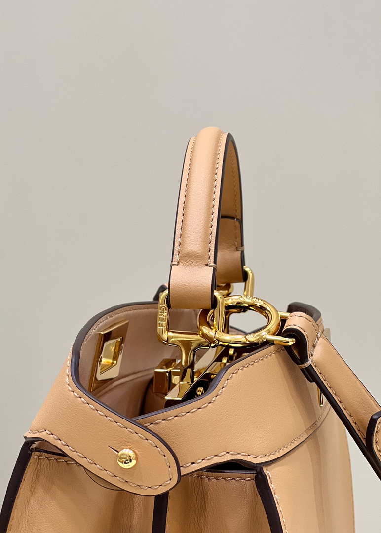 Fendi 8BN327 Peekaboo ISeeU Small Apricot leather bag