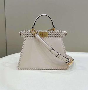 Fendi 8BN327 Peekaboo ISeeU Small Beige interlace leather bag 80138M - Default Title - View 3