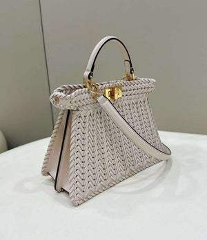 Fendi 8BN327 Peekaboo ISeeU Small Beige interlace leather bag 80138M - Default Title - View 4