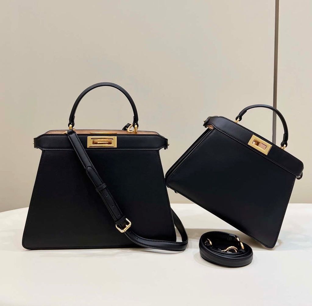 Fendi 8BN327 Peekaboo ISeeU Small Black leather bag
