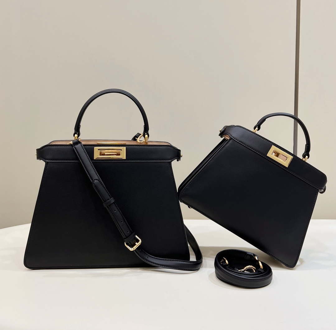 Fendi 8BN327 Peekaboo ISeeU Small Black leather bag
