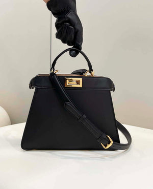 Fendi 8BN327 Peekaboo ISeeU Small Black leather bag - Default Title - View 1