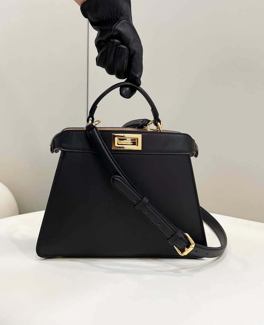 Fendi 8BN327 Peekaboo ISeeU Small Black leather bag - Default Title - View 1