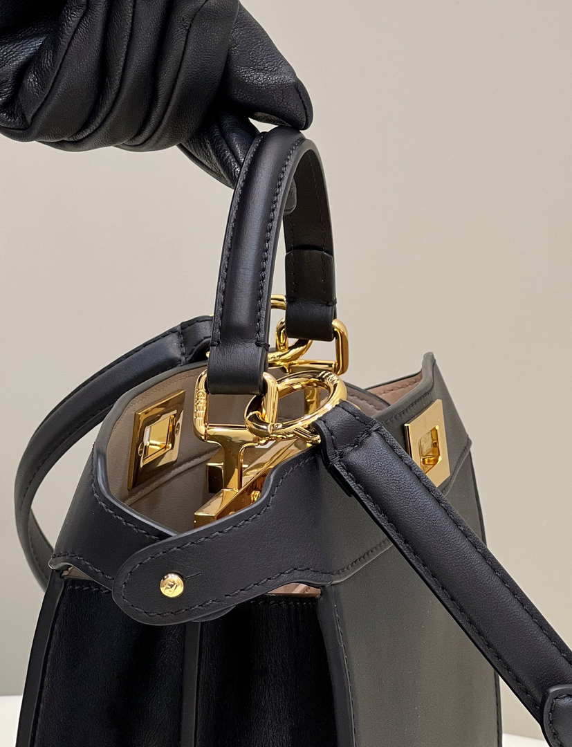 Fendi 8BN327 Peekaboo ISeeU Small Black leather bag - Default Title - View 7