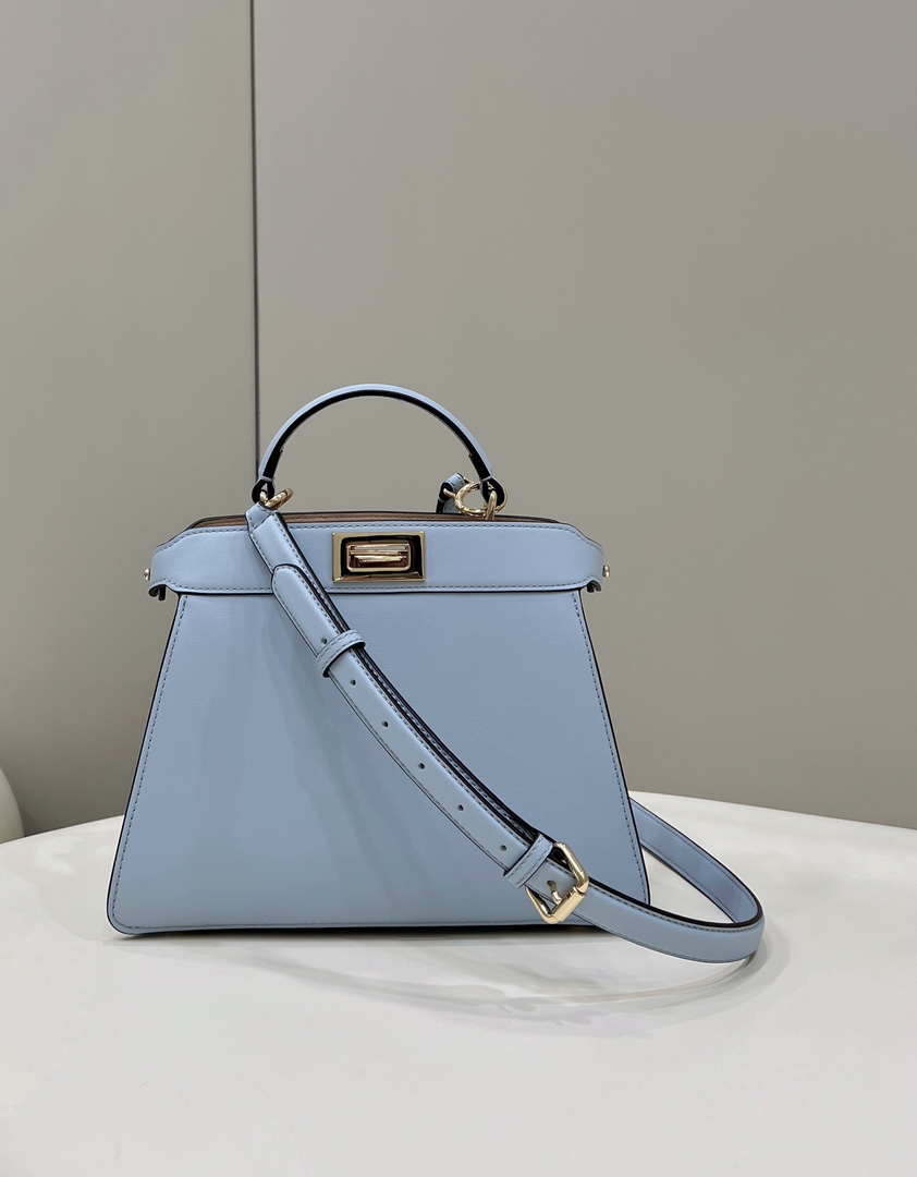 Fendi 8BN327 Peekaboo ISeeU Small Blue leather bag - Default Title - View 1