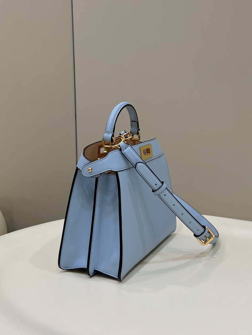 Fendi 8BN327 Peekaboo ISeeU Small Blue leather bag