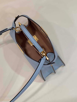 Fendi 8BN327 Peekaboo ISeeU Small Blue leather bag - Default Title - View 8