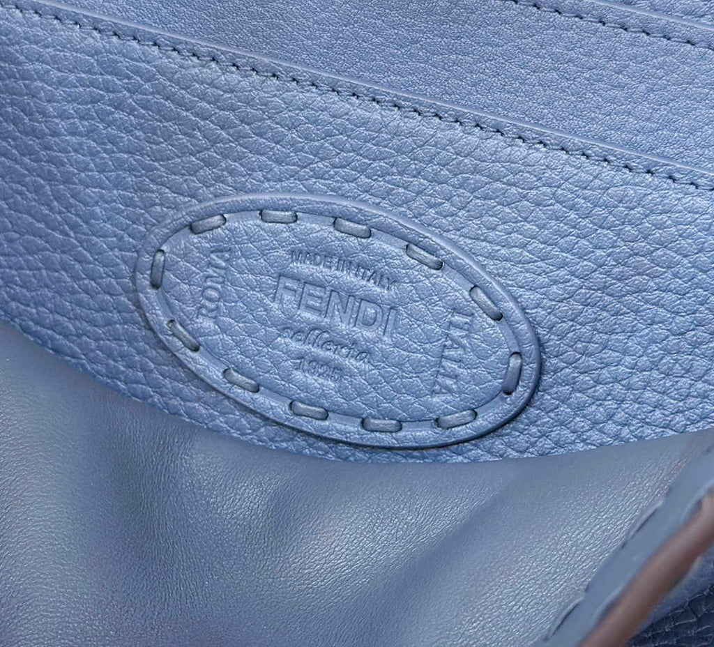 Fendi 8BN327 Peekaboo ISeeU Small Blue Selleria bag with 556 hand-sewn topstitches 80133Am