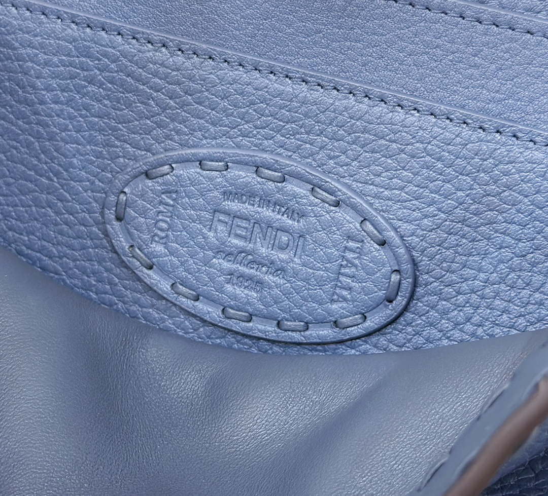 Fendi 8BN327 Peekaboo ISeeU Small Blue Selleria bag with 556 hand-sewn topstitches 80133Am