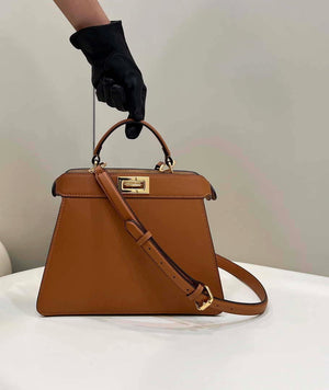 Fendi 8BN327 Peekaboo ISeeU Small Brown leather bag - Default Title - View 1