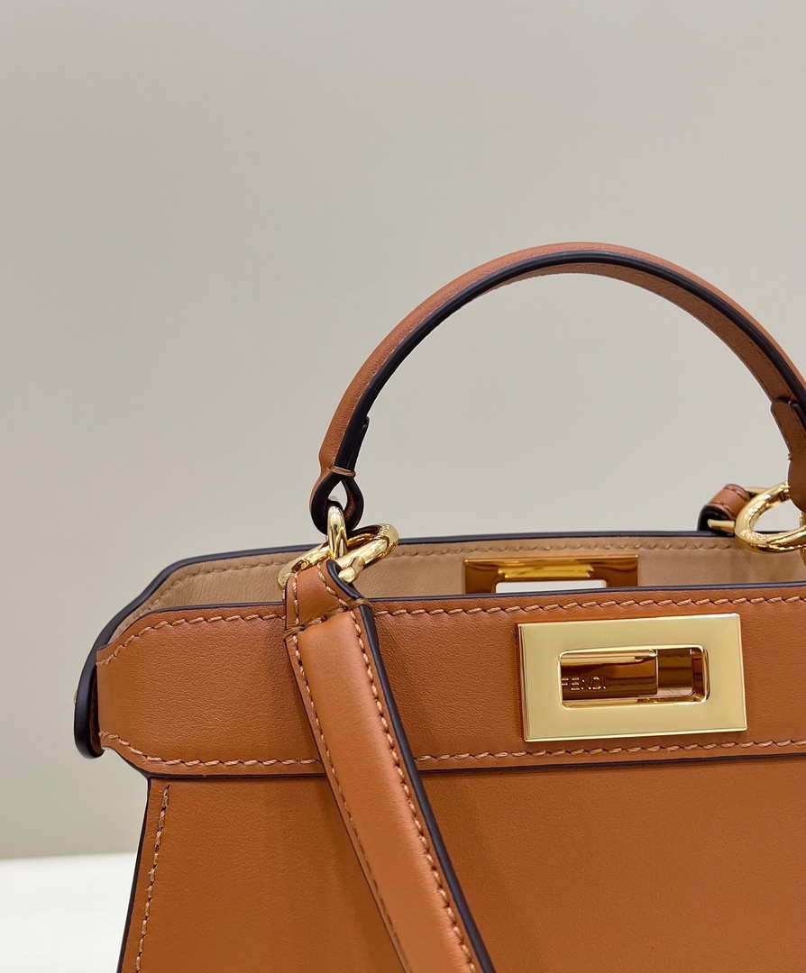 Fendi 8BN327 Peekaboo ISeeU Small Brown leather bag - Default Title - View 4