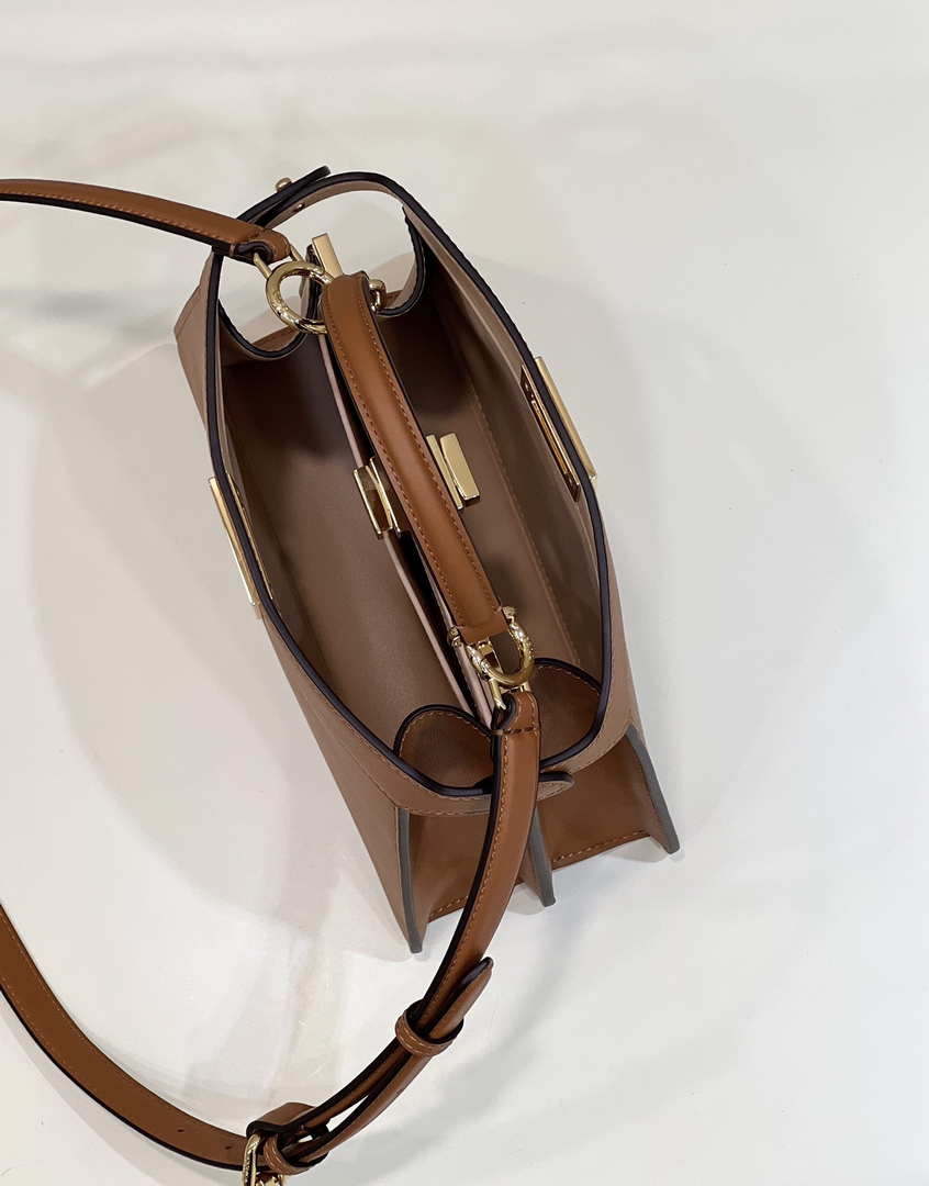 Fendi 8BN327 Peekaboo ISeeU Small Brown leather bag - Default Title - View 8