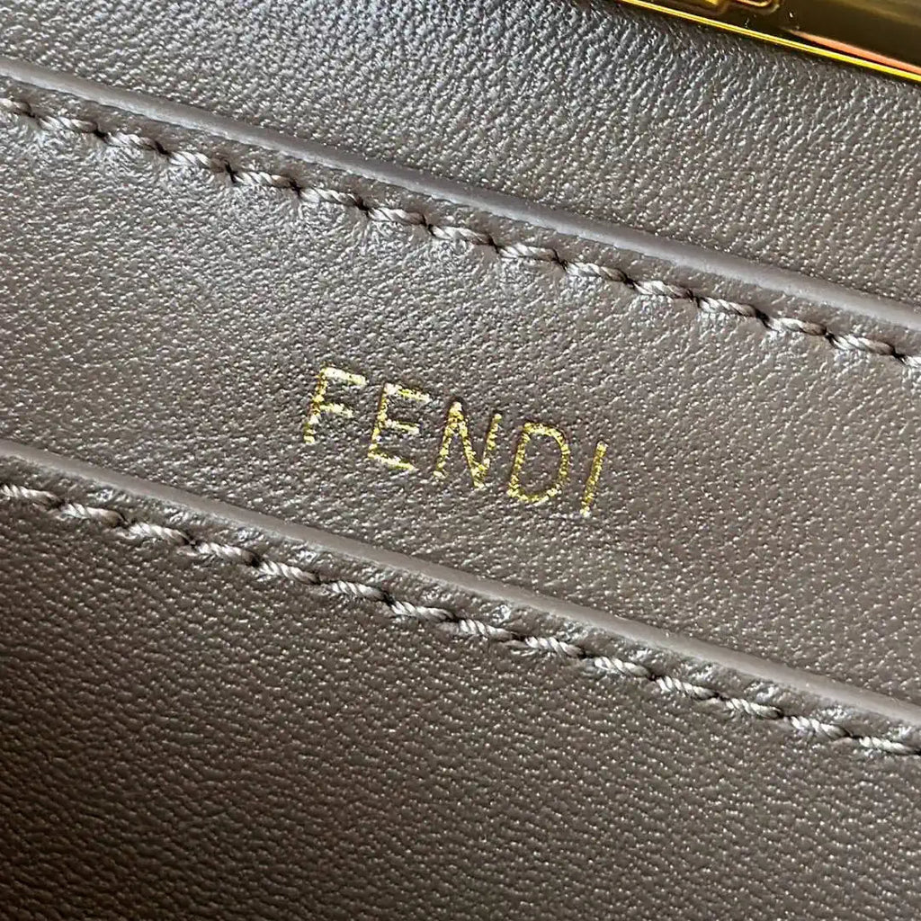 Fendi 8BN327 Peekaboo ISeeU Small Dark Brown Ostrich leather bag