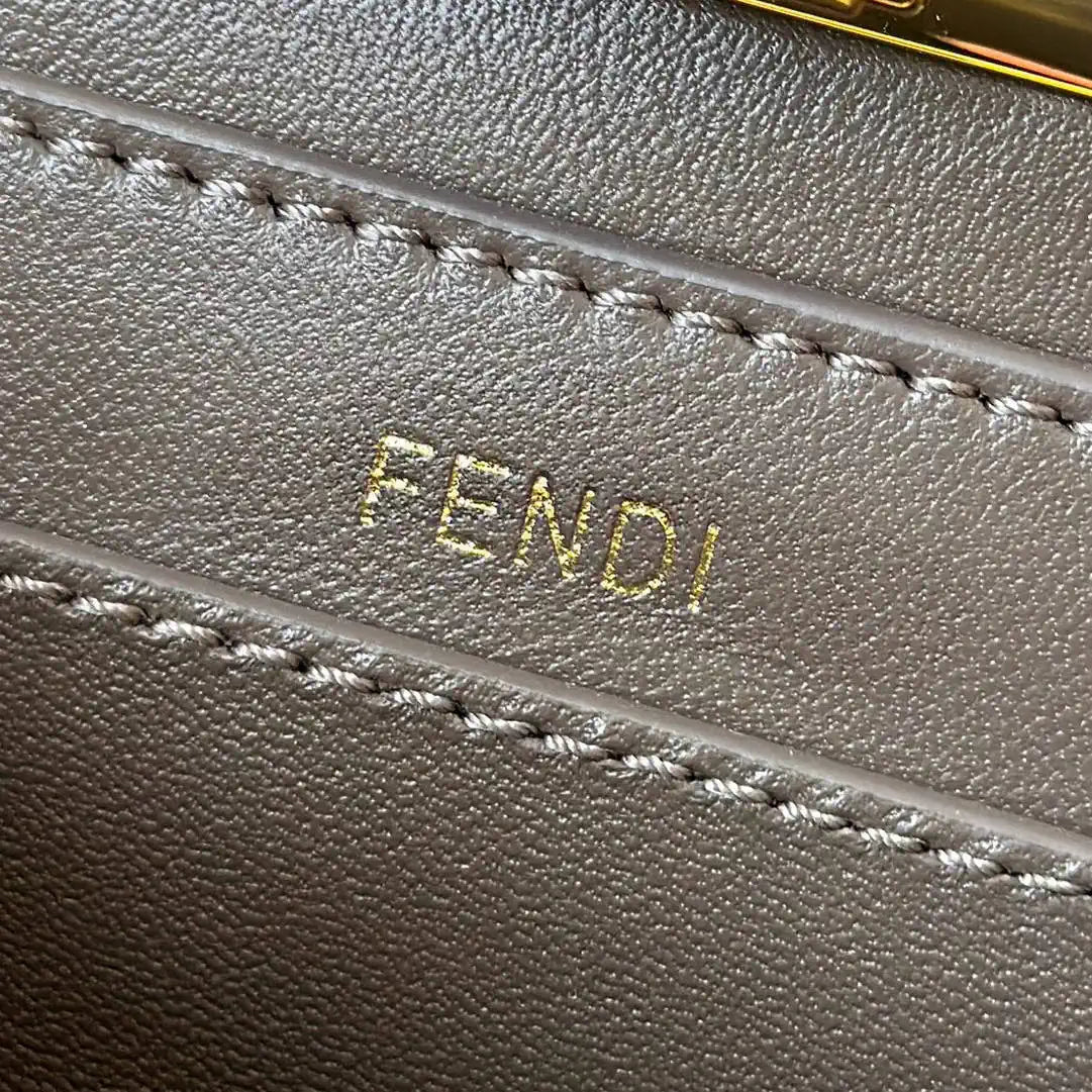 Fendi 8BN327 Peekaboo ISeeU Small Dark Brown Ostrich leather bag