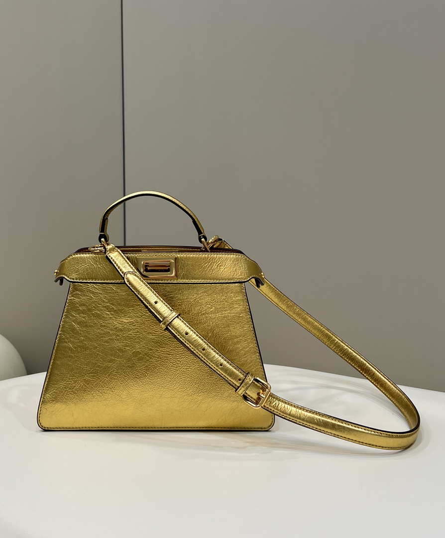 Fendi 8BN327 Peekaboo ISeeU Small Gold leather bag - Default Title - View 1