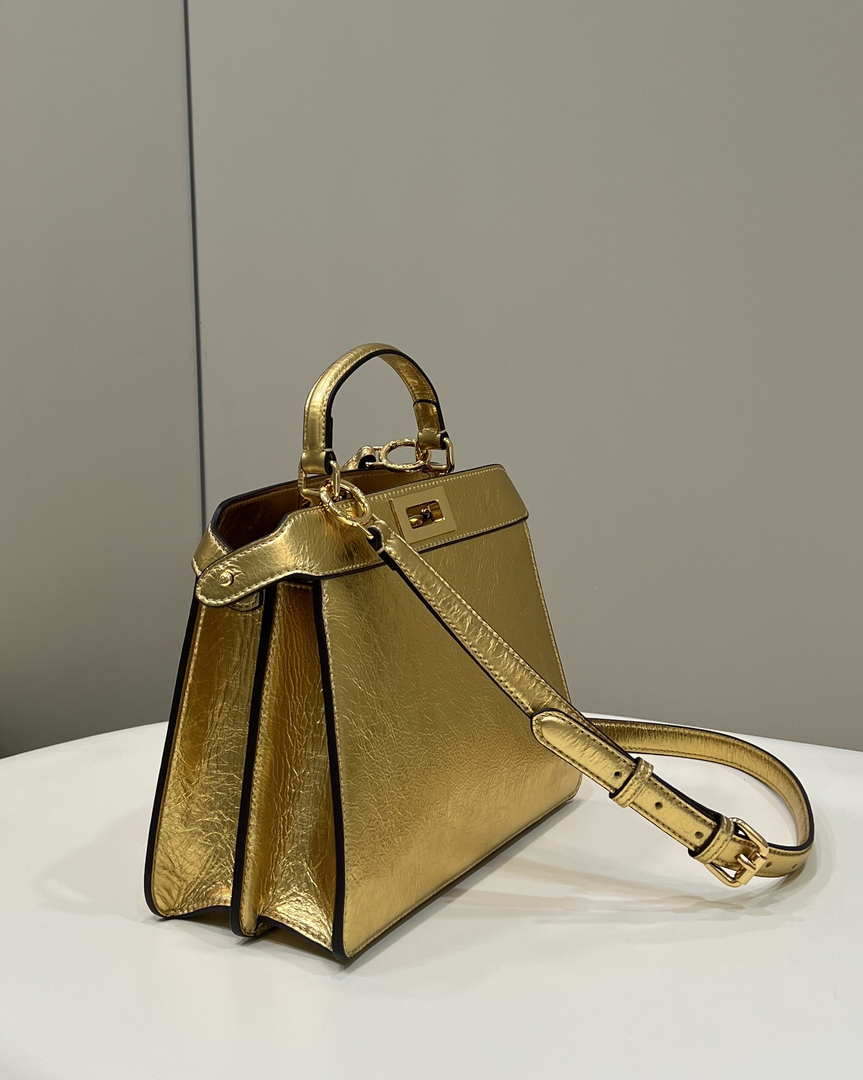 Fendi 8BN327 Peekaboo ISeeU Small Gold leather bag - Default Title - View 2