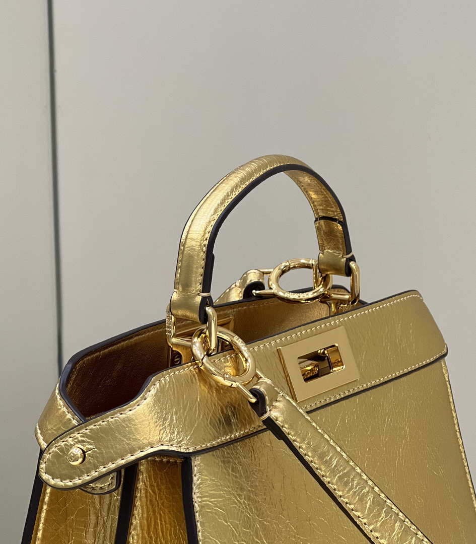Fendi 8BN327 Peekaboo ISeeU Small Gold leather bag - Default Title - View 3
