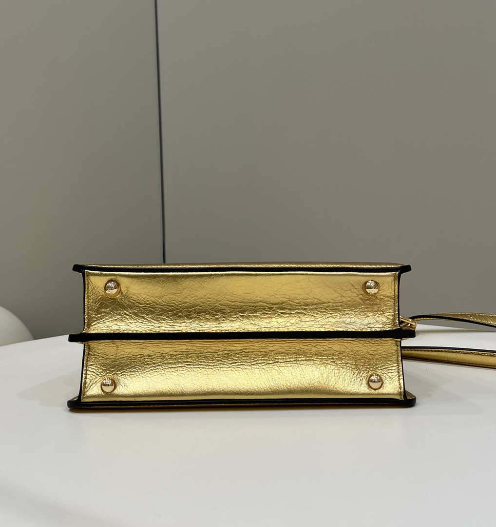 Fendi 8BN327 Peekaboo ISeeU Small Gold leather bag