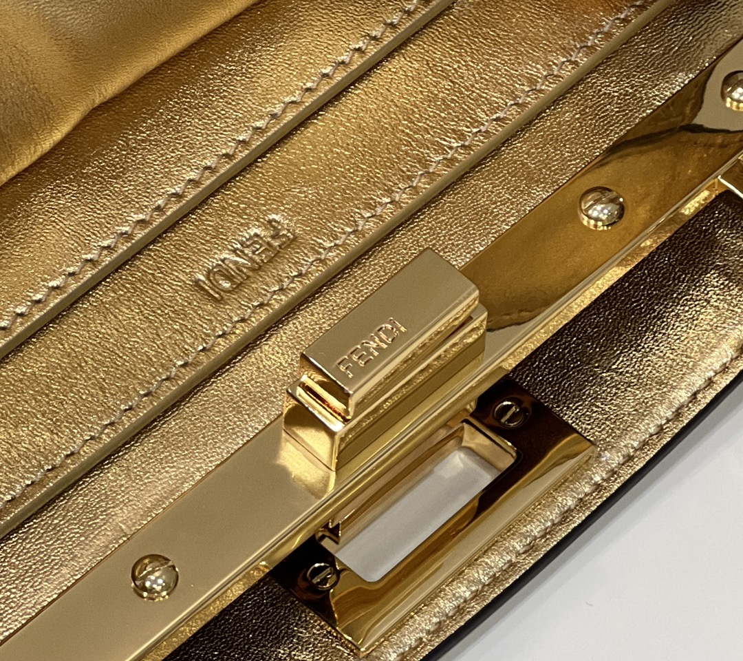 Fendi 8BN327 Peekaboo ISeeU Small Gold leather bag - Default Title - View 6