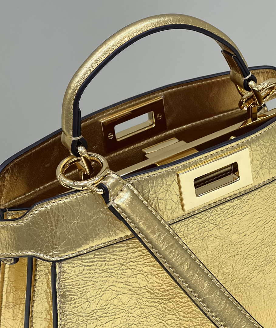 Fendi 8BN327 Peekaboo ISeeU Small Gold leather bag - Default Title - View 9