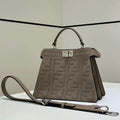 Fendi 8BN327 Peekaboo ISeeU Small Gray Hand-woven classic double F Logo - Default Title - View 1