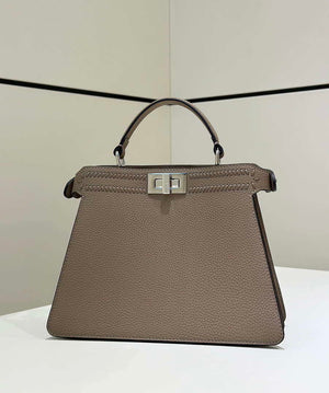 Fendi 8BN327 Peekaboo ISeeU Small Gray Hand-woven classic double F Logo - Default Title - View 3