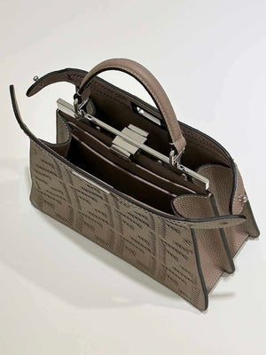 Fendi 8BN327 Peekaboo ISeeU Small Gray Hand-woven classic double F Logo - Default Title - View 9