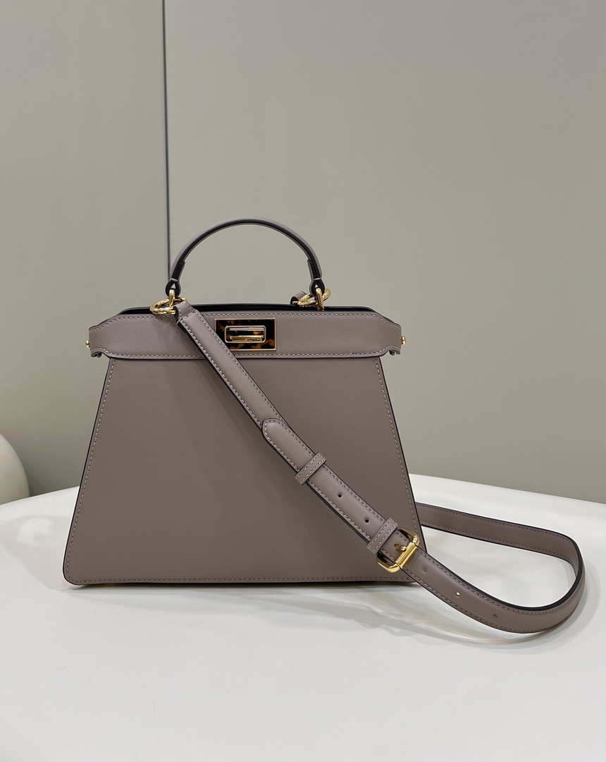 Fendi 8BN327 Peekaboo ISeeU Small Gray leather bag - Default Title - View 1