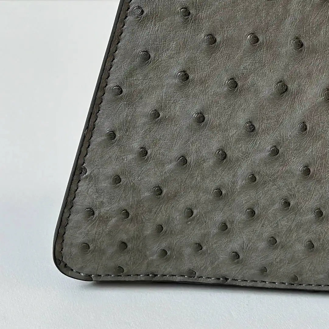 Fendi 8BN327 Peekaboo ISeeU Small Gray Ostrich leather bag