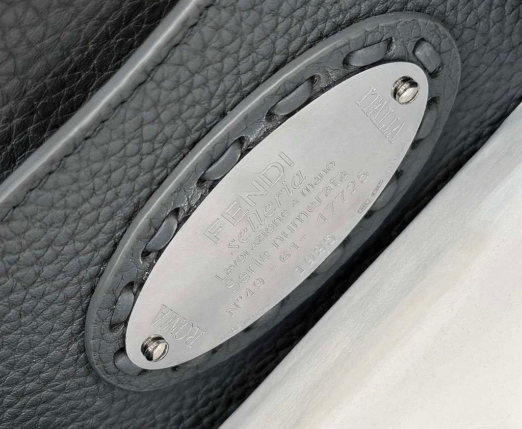Fendi 8BN327 Peekaboo ISeeU Small Gray Selleria bag with 556 hand-sewn topstitches 80133Am