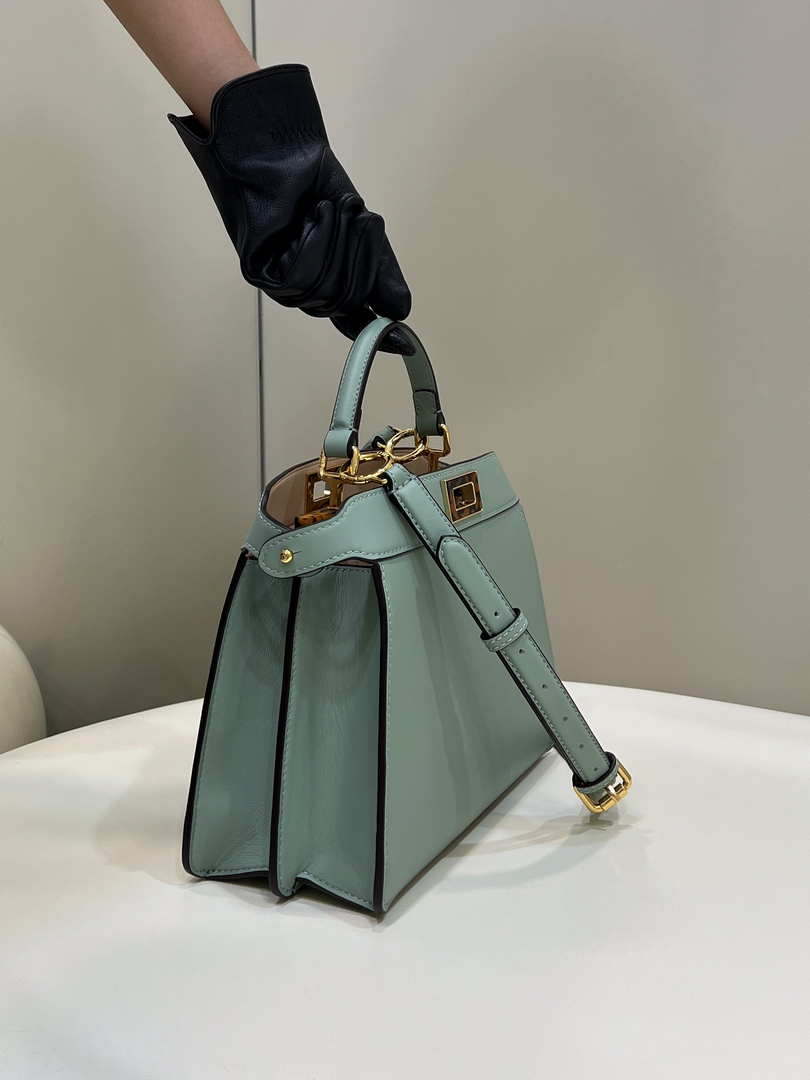 Fendi 8BN327 Peekaboo ISeeU Small Green leather bag - Default Title - View 9