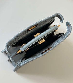 Fendi 8bn327arbcf1i2a Peekaboo ISeeU Small Light blue leather and interlaced fibre bag 80169M - Default Title - View 10