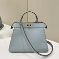 Fendi 8BN327 Peekaboo ISeeU Small Light Blue Selleria bag with 556 hand-sewn topstitches 80133Am - Default Title - View 1