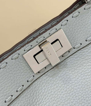 Fendi 8BN327 Peekaboo ISeeU Small Light Blue Selleria bag with 556 hand-sewn topstitches 80133Am - Default Title - View 5