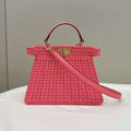 Fendi 8BN327 Peekaboo ISeeU Small Pink interlace leather bag 80138M - Default Title - View 1