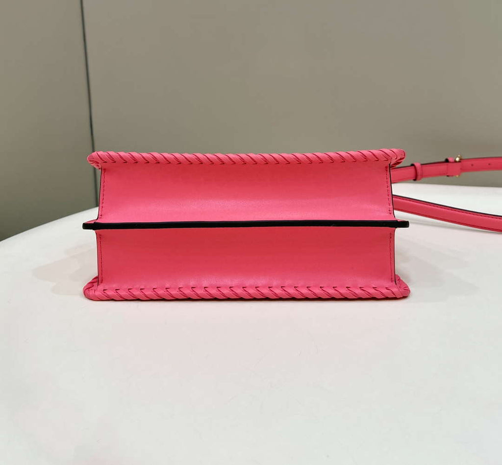 Fendi 8BN327 Peekaboo ISeeU Small Pink interlace leather bag 80138M