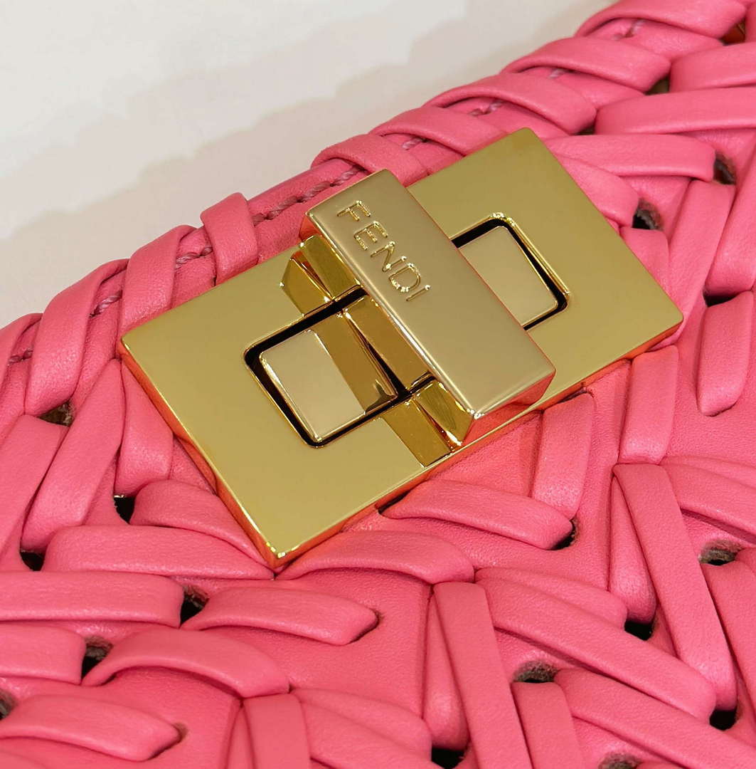 Fendi 8BN327 Peekaboo ISeeU Small Pink interlace leather bag 80138M - Default Title - View 8