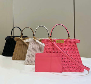 Fendi 8BN327 Peekaboo ISeeU Small Pink interlace leather bag 80138M - Default Title - View 3