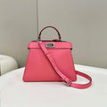 Fendi 8BN327 Peekaboo ISeeU Small Pink Selleria bag with 556 hand-sewn topstitches 80133Am - Default Title - View 1