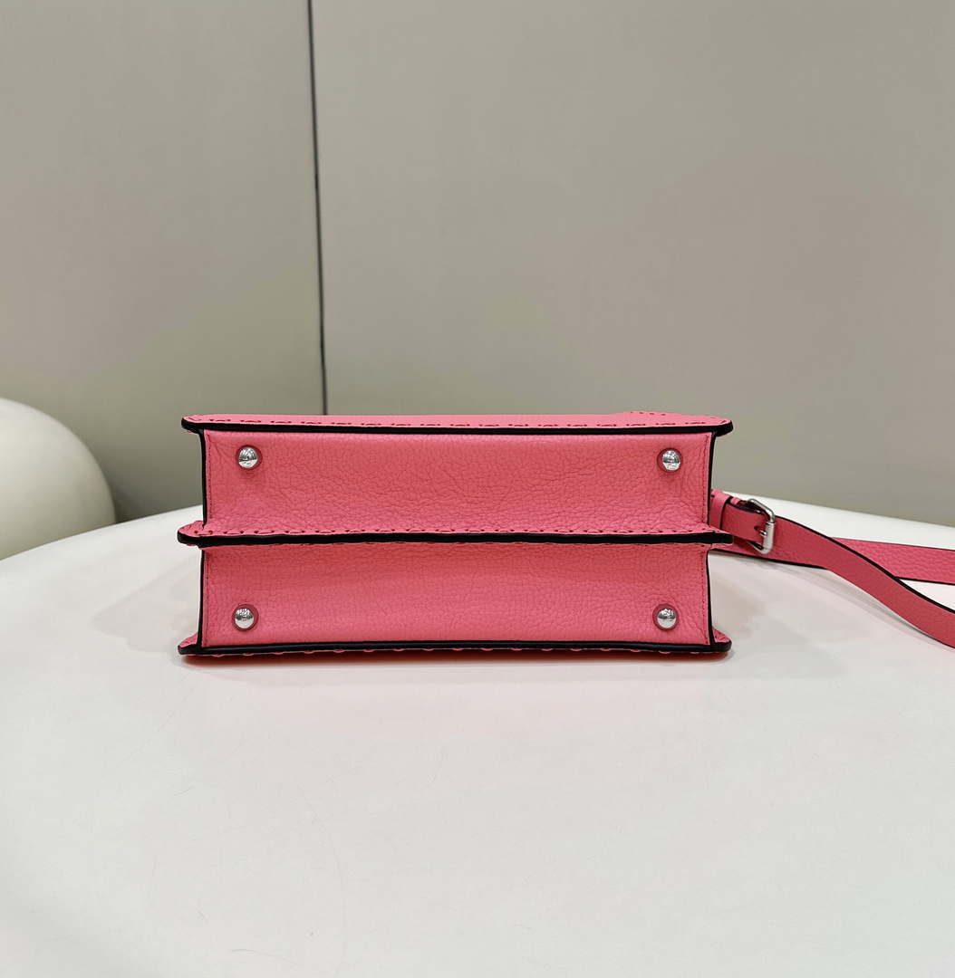 Fendi 8BN327 Peekaboo ISeeU Small Pink Selleria bag with 556 hand-sewn topstitches 80133Am