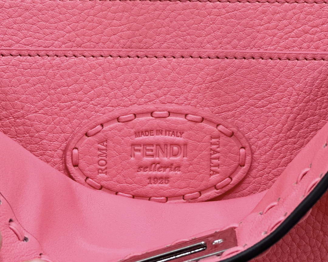 Fendi 8BN327 Peekaboo ISeeU Small Pink Selleria bag with 556 hand-sewn topstitches 80133Am