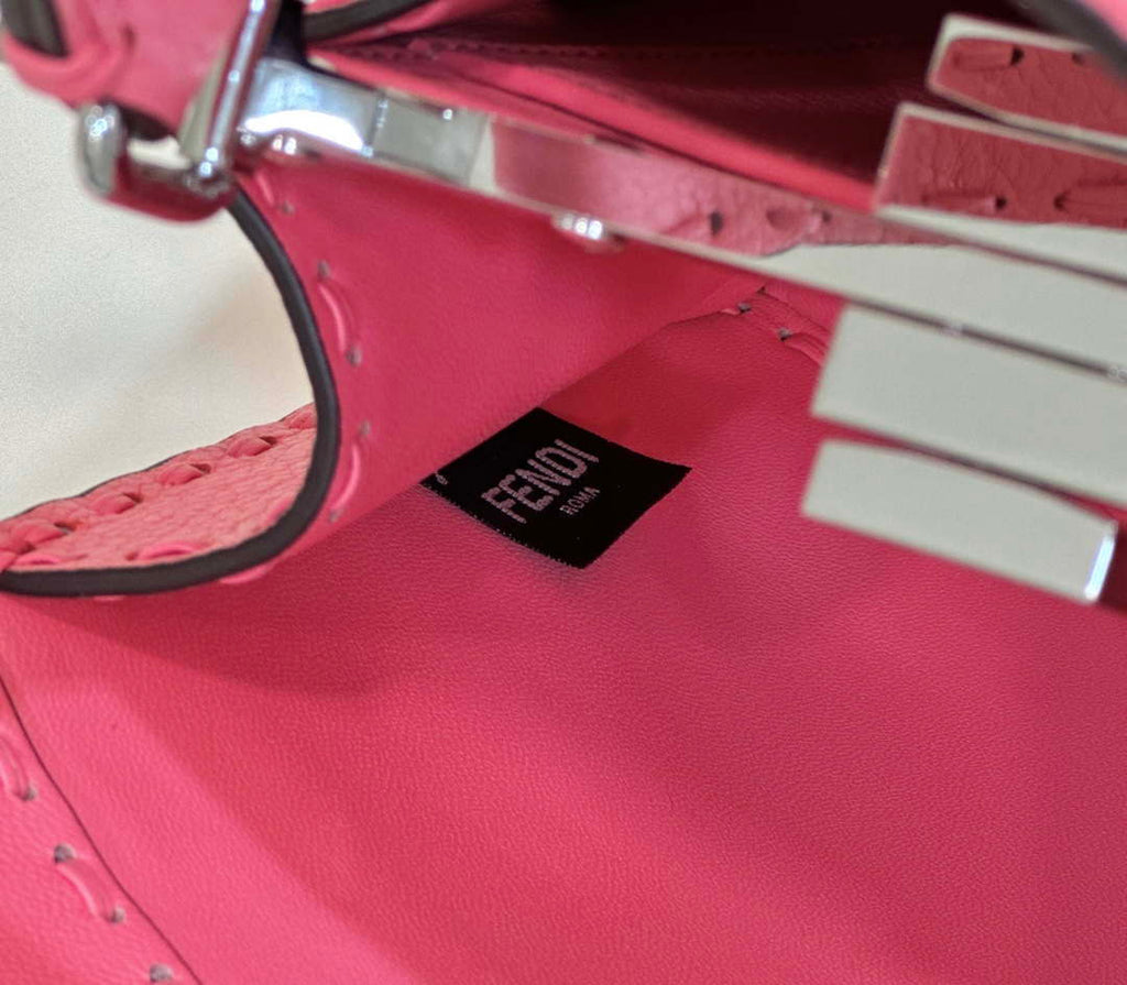 Fendi 8BN327 Peekaboo ISeeU Small Pink Selleria bag with 556 hand-sewn topstitches 80133Am