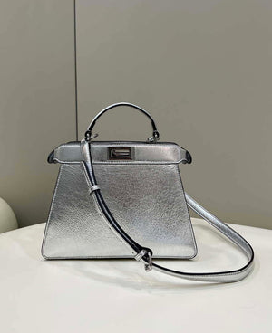 Fendi 8BN327 Peekaboo ISeeU Small Silver leather bag - Default Title - View 1