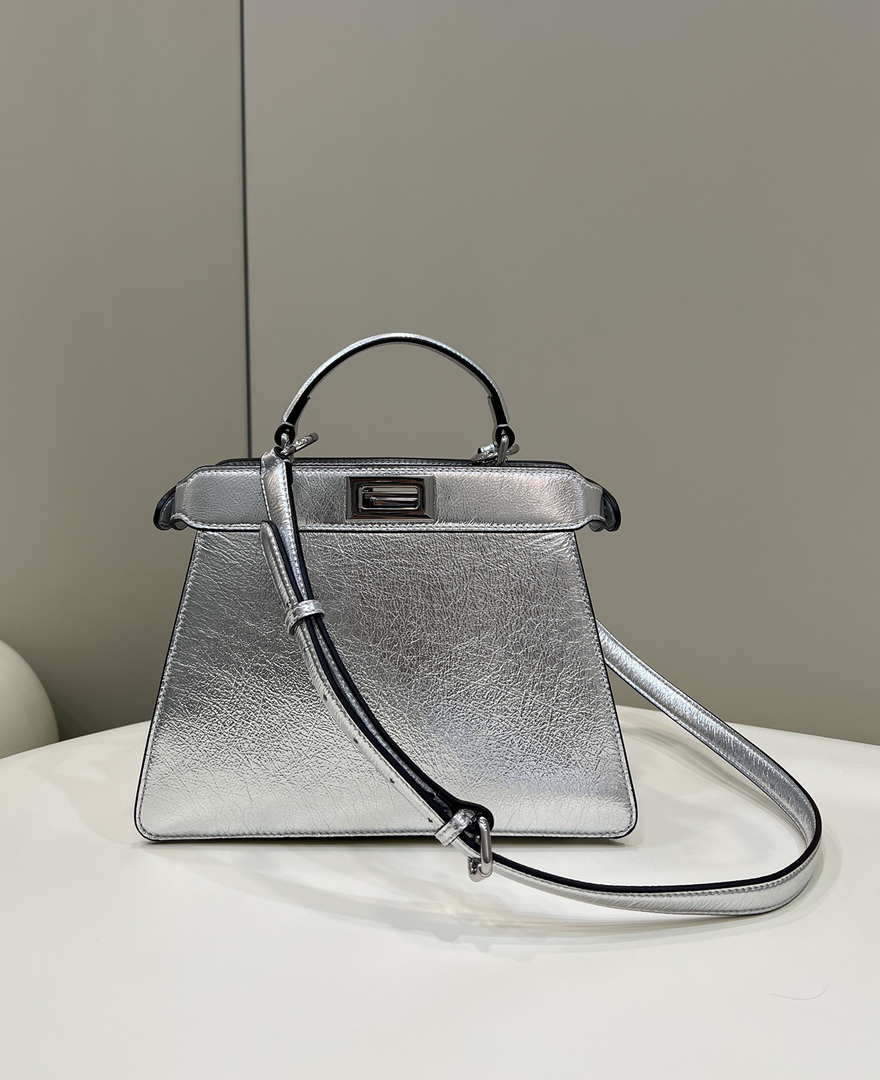 Fendi 8BN327 Peekaboo ISeeU Small Silver leather bag - Default Title - View 1