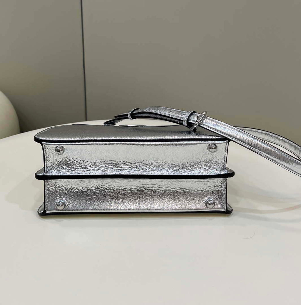 Fendi 8BN327 Peekaboo ISeeU Small Silver leather bag