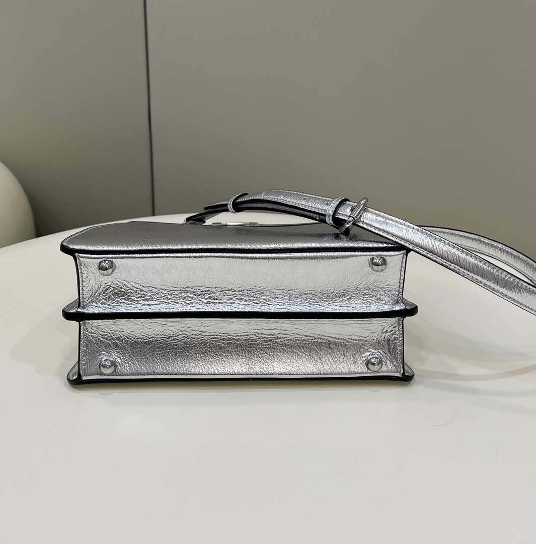 Fendi 8BN327 Peekaboo ISeeU Small Silver leather bag