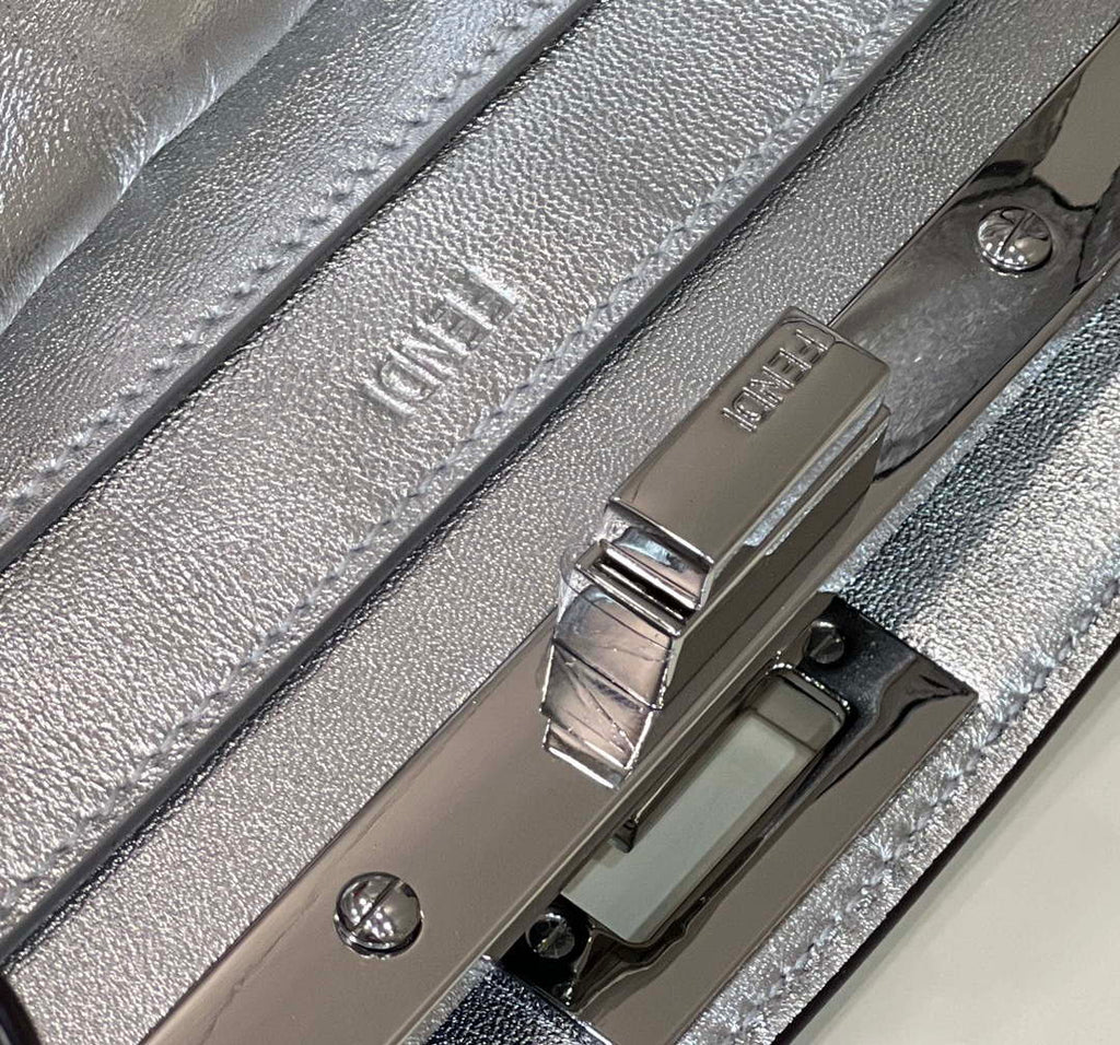 Fendi 8BN327 Peekaboo ISeeU Small Silver leather bag
