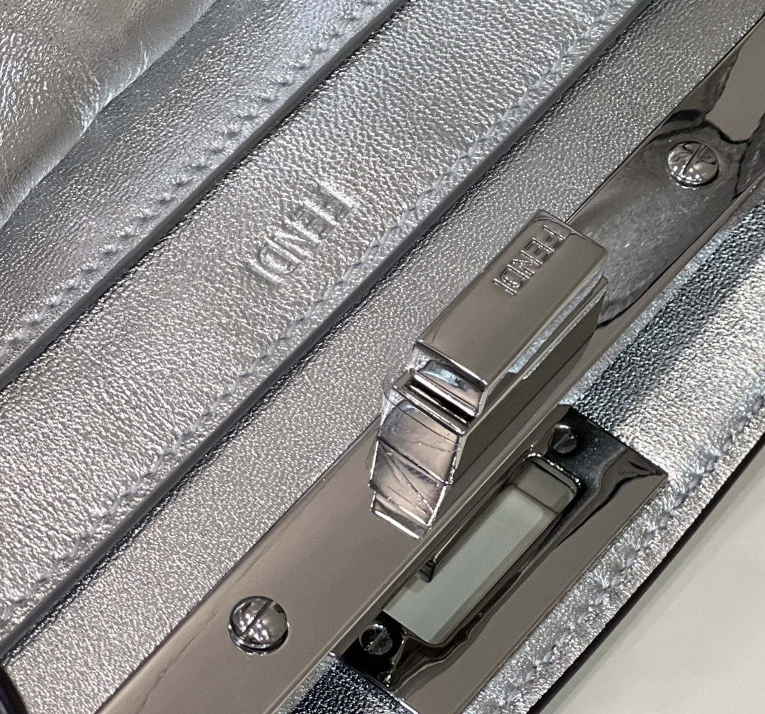 Fendi 8BN327 Peekaboo ISeeU Small Silver leather bag - Default Title - View 5