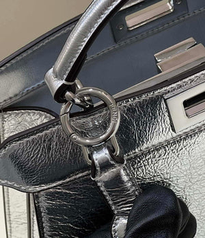Fendi 8BN327 Peekaboo ISeeU Small Silver leather bag - Default Title - View 6